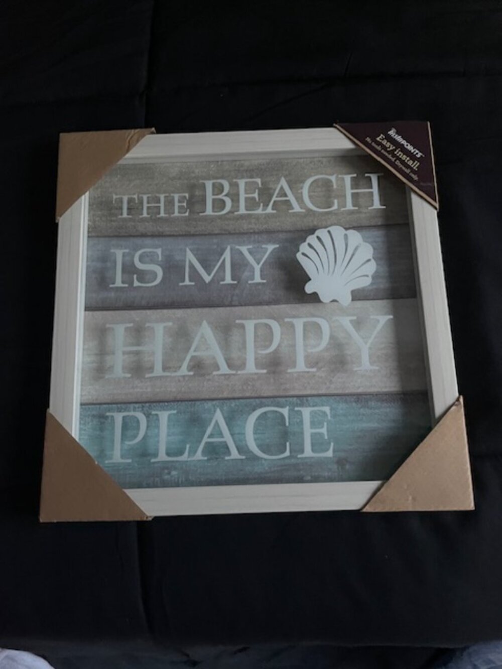 The Beach is My Happy Place Framed Art, 12″ x 12″